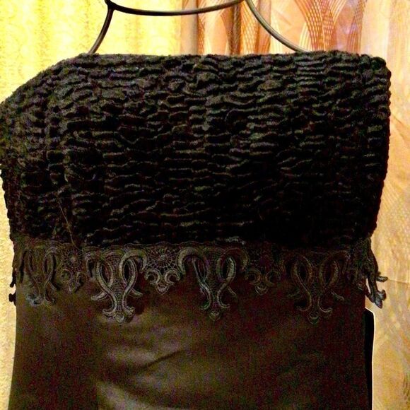 JESSICA McCLINTOCK MIDNIGHT BLACK STRAPLESS VELVET TRIM GOWN 10 NWT - Picture 9 of 16